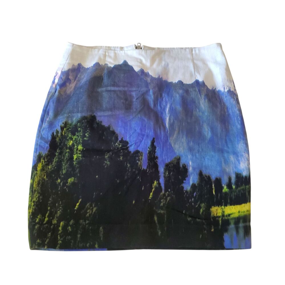 Motel Rocks Scenic Mountain Mini Skirt Small Stretchy Y2K Indie Artsy Forest